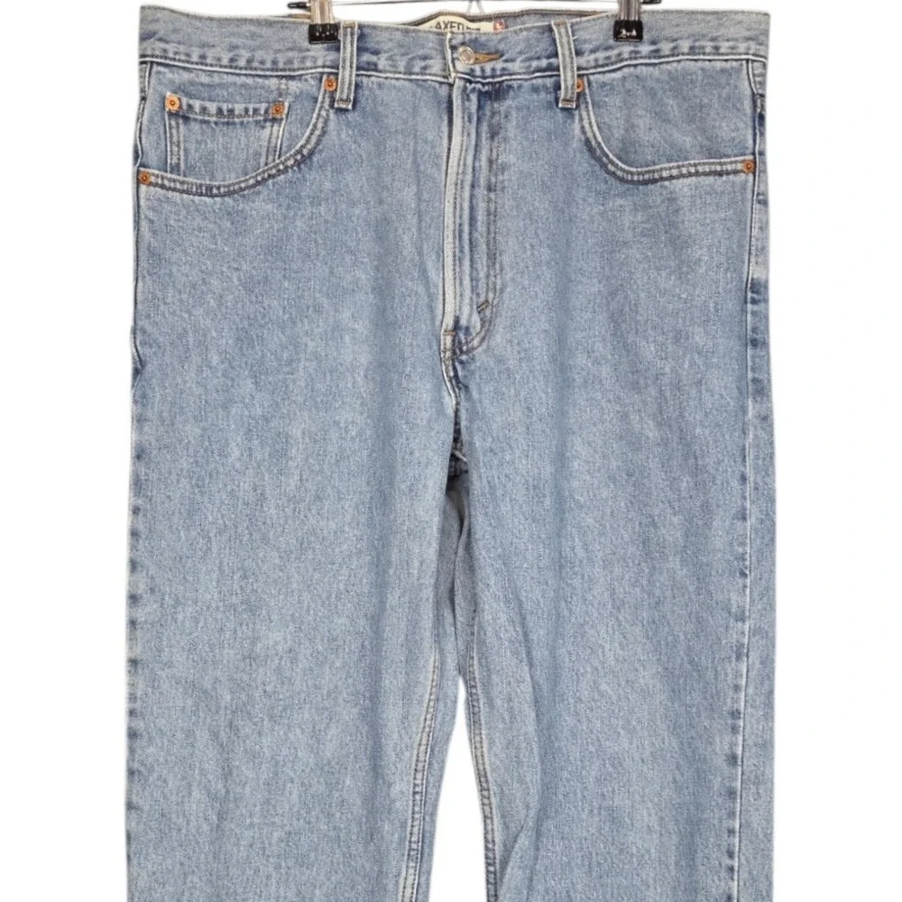 Levis 550 Relaxed Fit Jeans Men 38x34 Light Wash Blue Tapered Denim Cotton Zip
